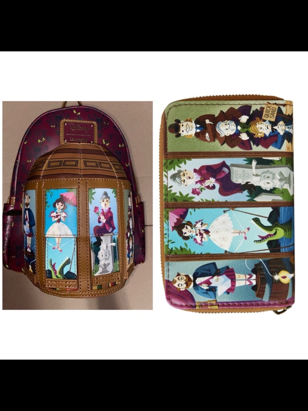 Loungefly Disney Haunted Mansion Moving Portraits Mini Backpack and Wallet